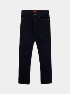 Calças denim regular fit lavagem escura|LION OF PORCHES Fashion
