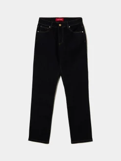 Calças denim regular fit lavagem escura|LION OF PORCHES Best Sale