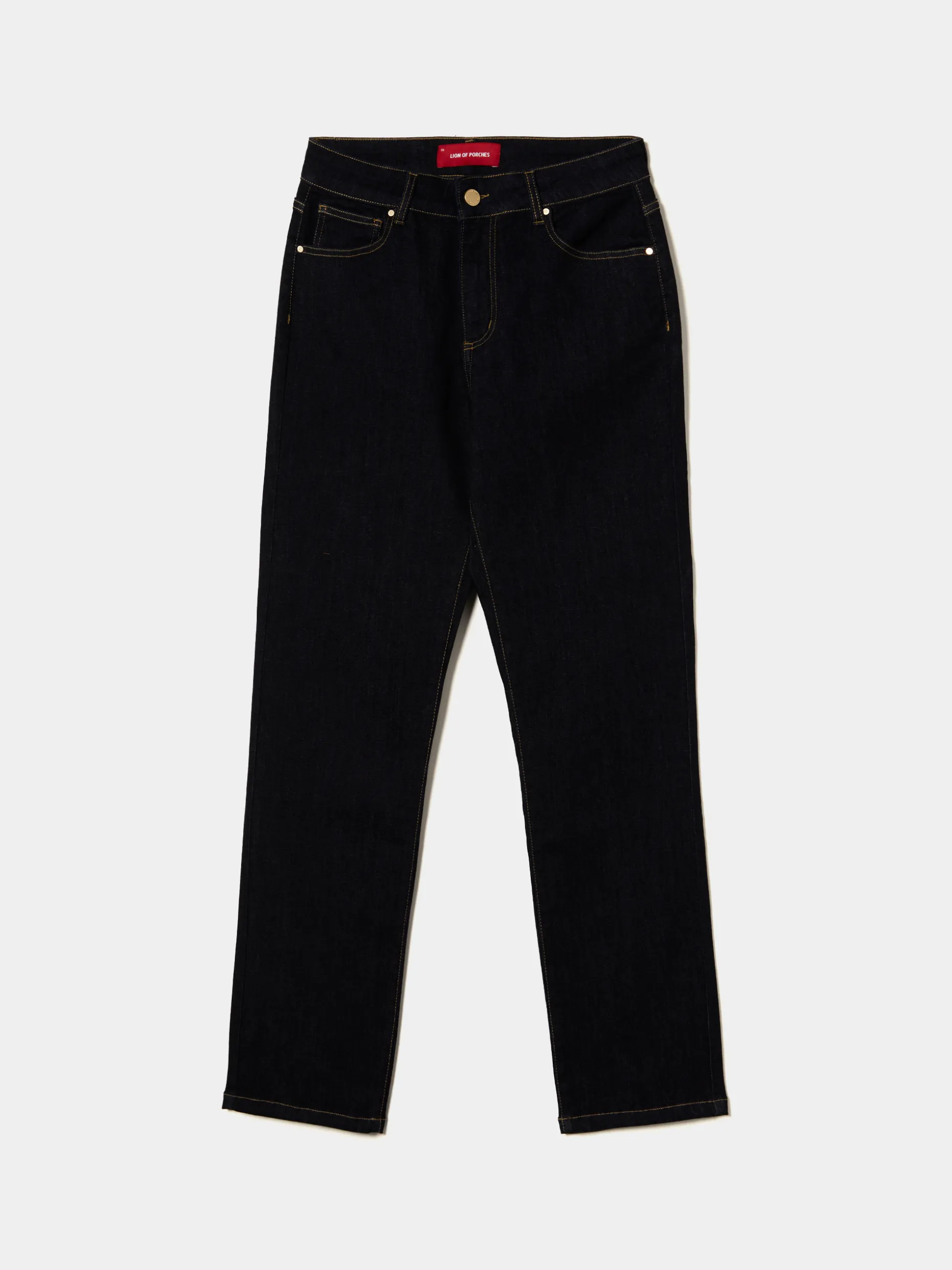 Calças denim regular fit lavagem escura|LION OF PORCHES Best Sale