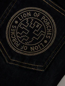 Calças denim regular fit lavagem escura|LION OF PORCHES Best Sale