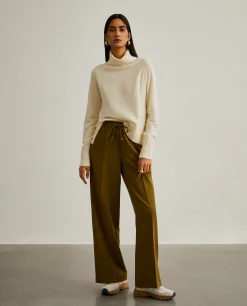 Calças pantalona com elástico na cintura|LION OF PORCHES Discount
