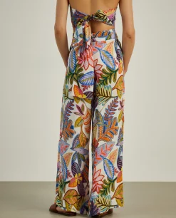 Calças pantalona com padrão colorido|LION OF PORCHES Fashion