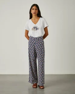 Calças pantalona com padrão geométrico|LION OF PORCHES Cheap
