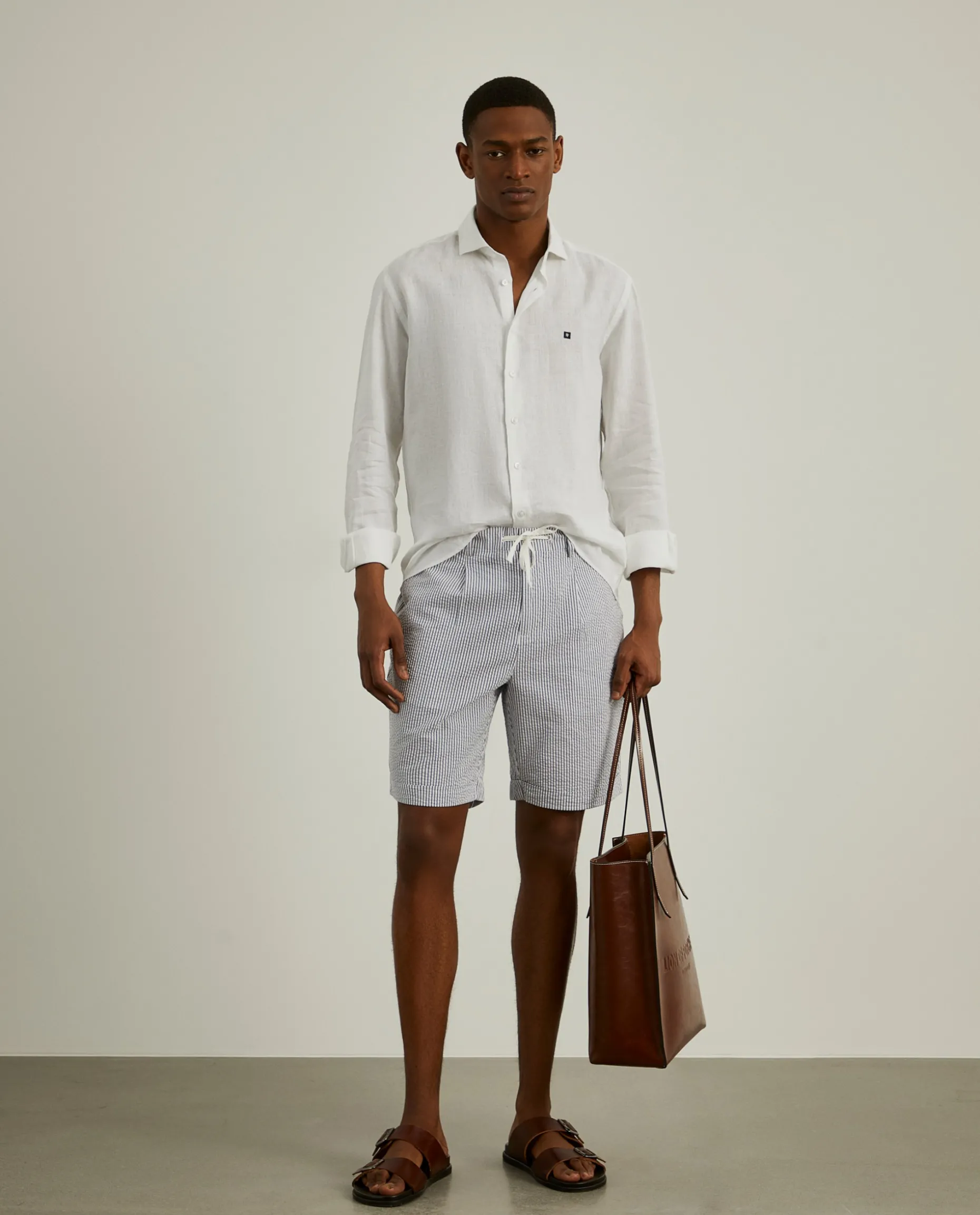 Calções bermuda às riscas com cordão|LION OF PORCHES Fashion