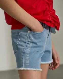 Calções denim com estampado|LION OF PORCHES Cheap