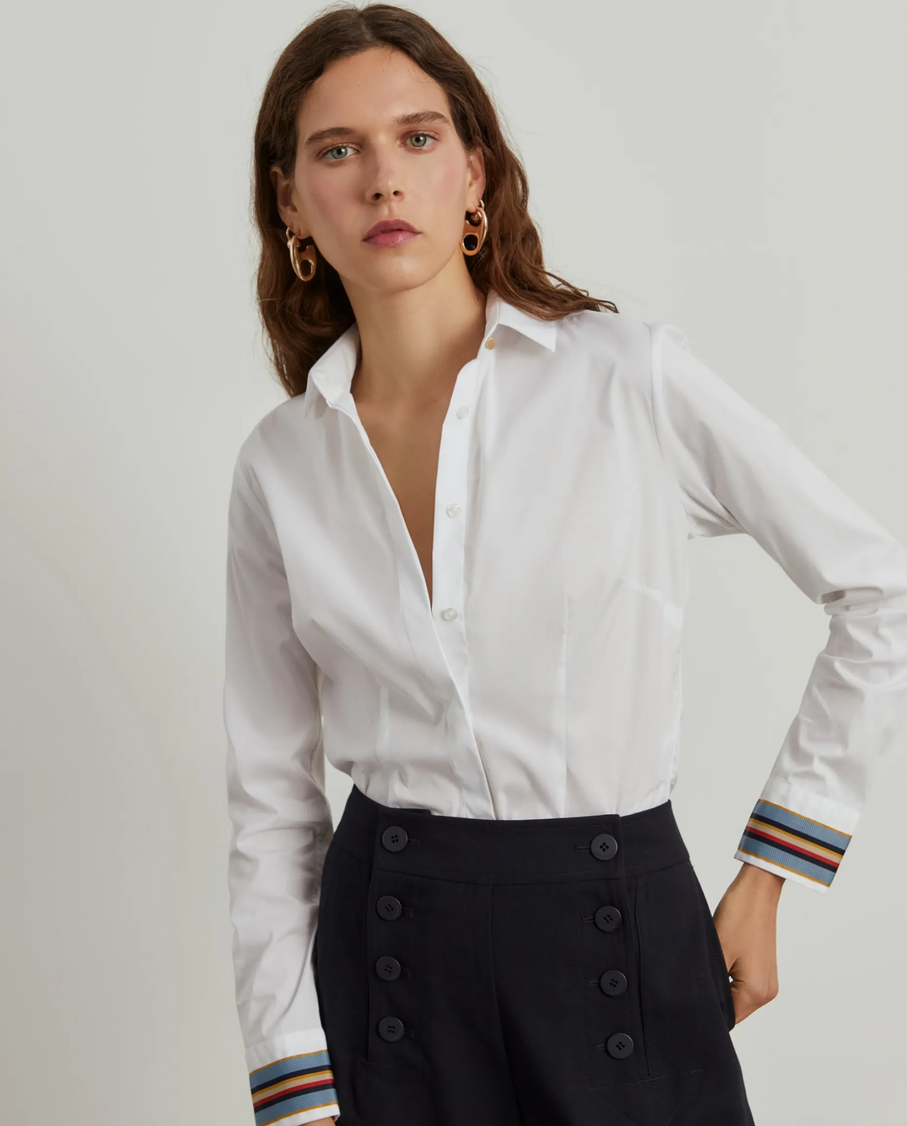 Camisa clássica com riscas nos punhos|LION OF PORCHES New