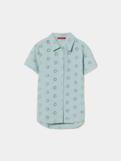 Camisa de manga curta em bordado inglês|LION OF PORCHES Best Sale