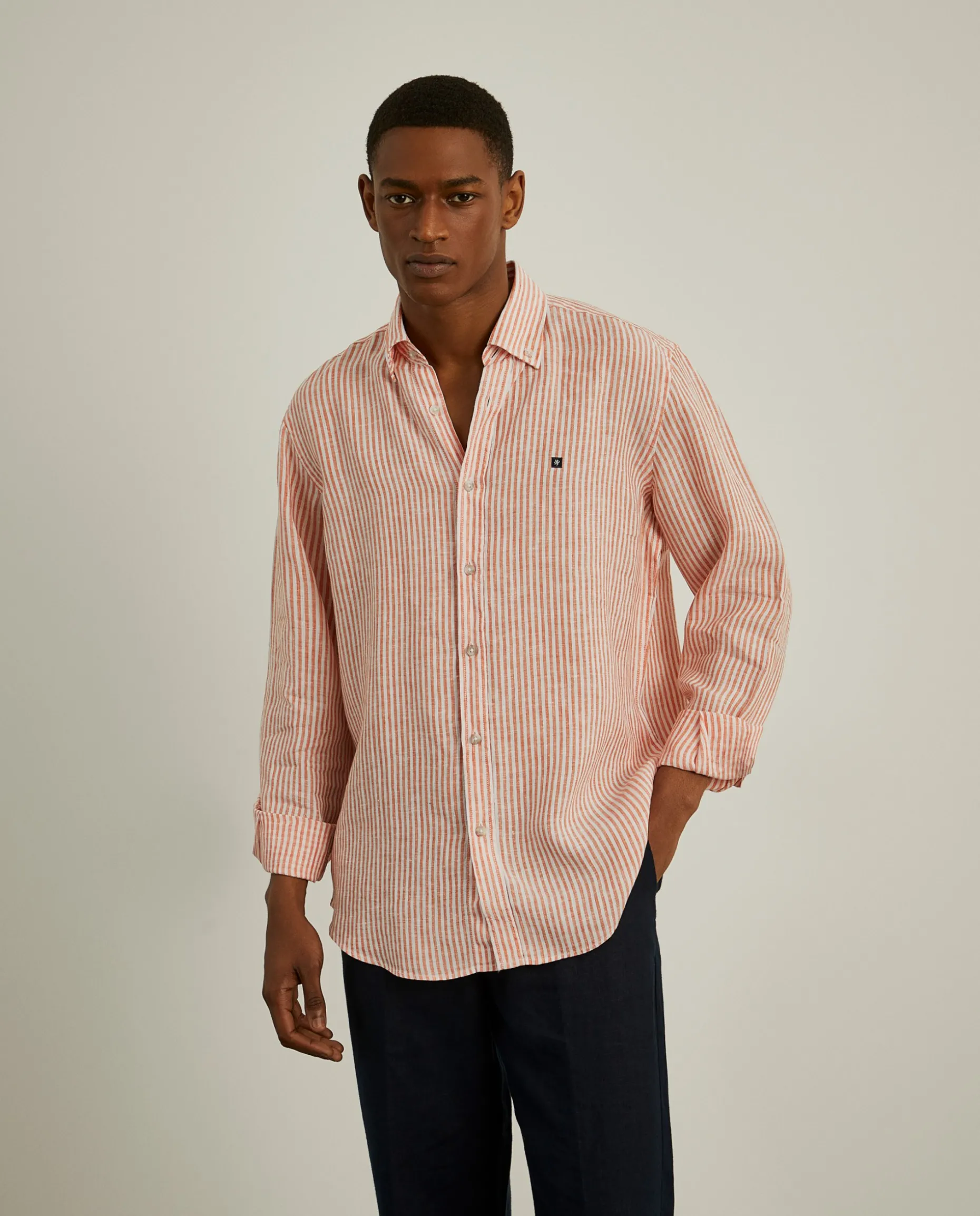 Camisa de riscas em linho|LION OF PORCHES Best Sale