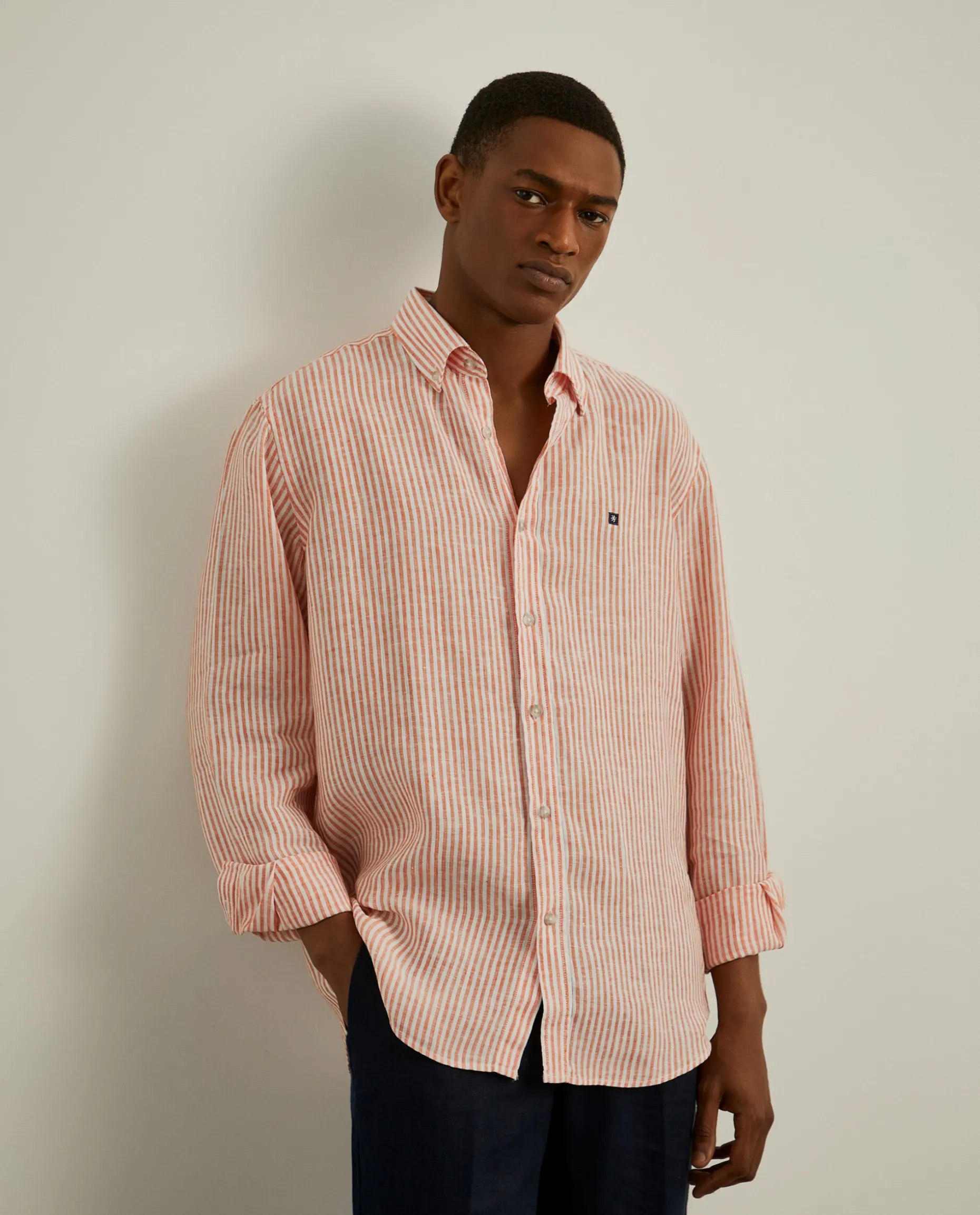 Camisa de riscas em linho|LION OF PORCHES Best Sale