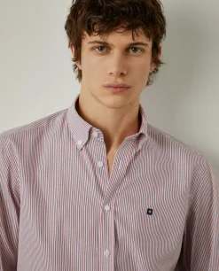 Camisa de riscas regular fit em popelina|LION OF PORCHES New
