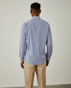 Camisa de riscas slim fit em popelina|LION OF PORCHES Best Sale