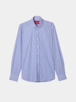 Camisa de riscas slim fit em popelina|LION OF PORCHES Best Sale