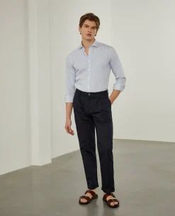 Camisa de riscas slim fit em popelina|LION OF PORCHES Online