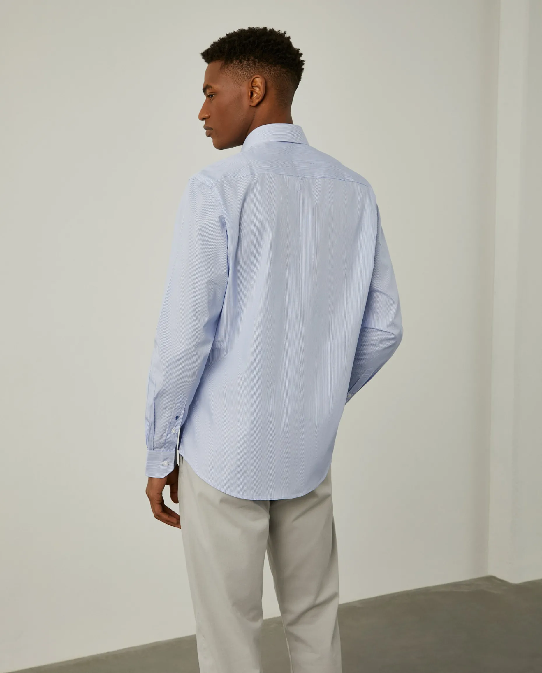 Camisa de riscas slim fit em popelina|LION OF PORCHES Outlet