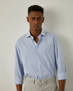 Camisa de riscas slim fit em popelina|LION OF PORCHES Outlet