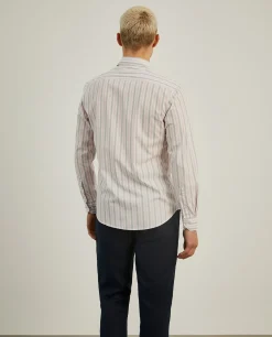 Camisa de riscas slim fit em popelina|LION OF PORCHES Fashion