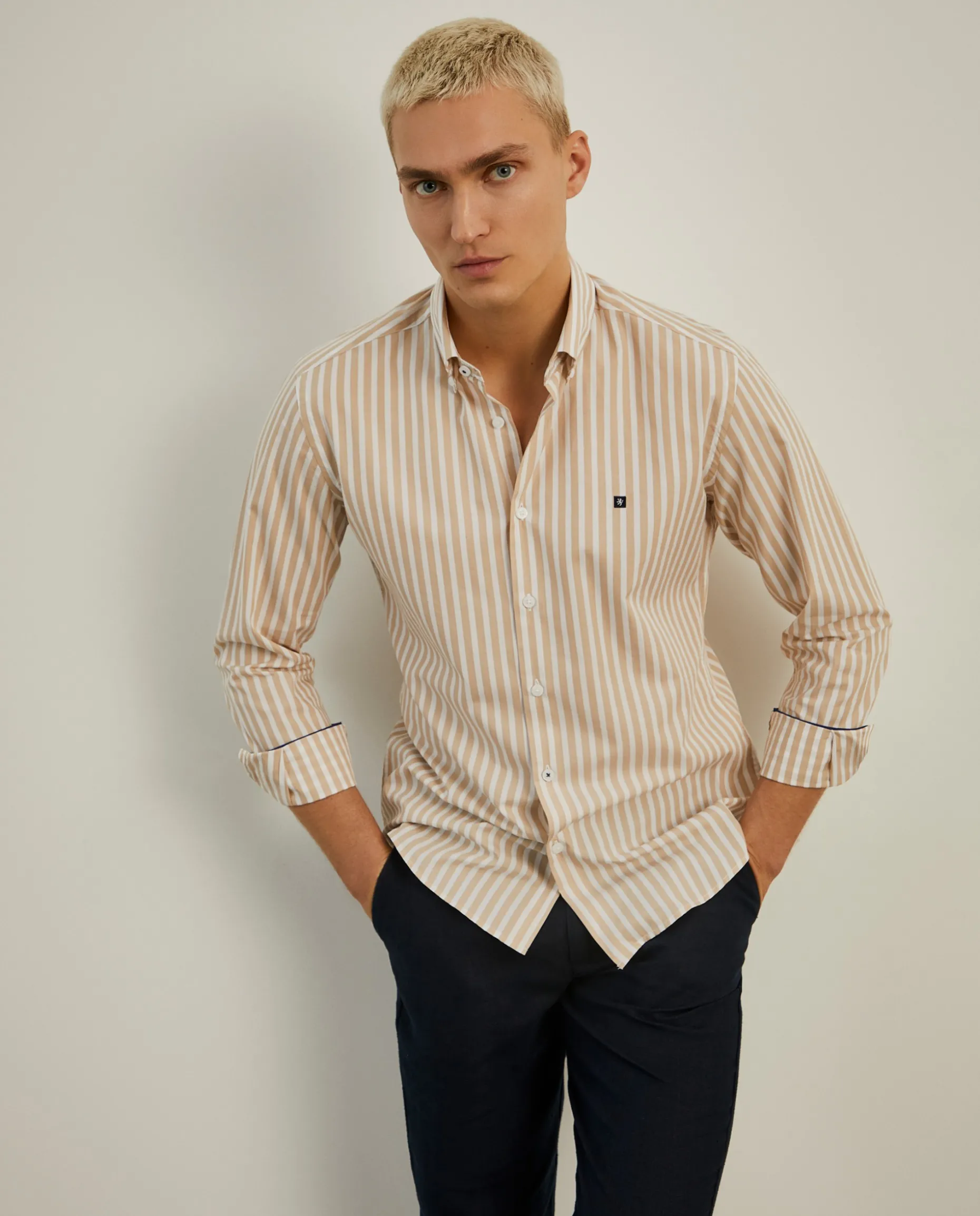 Camisa de riscas slim fit|LION OF PORCHES Clearance