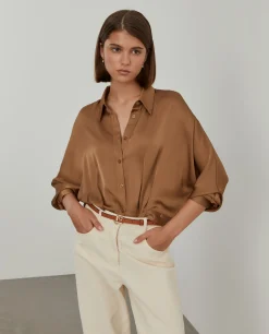 Camisa fluida acetinada|LION OF PORCHES Cheap