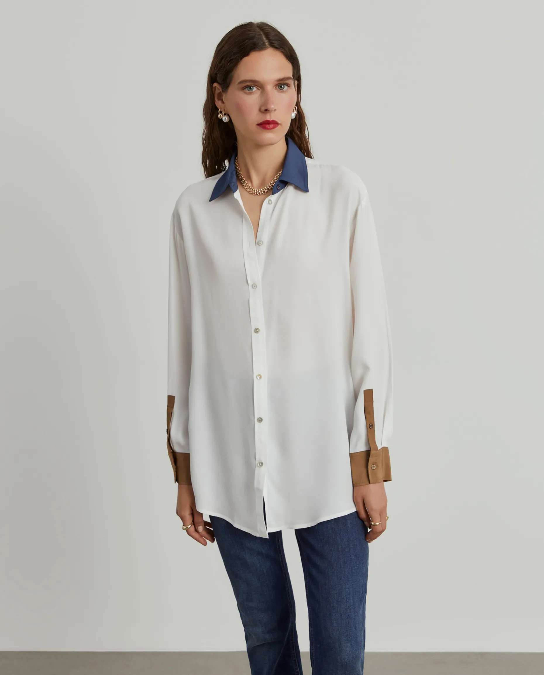 Camisa fluida tricolor|LION OF PORCHES Cheap