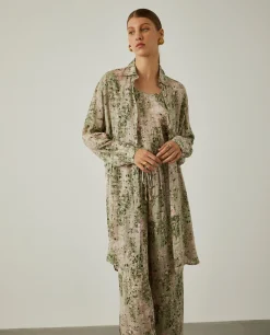 Camisa longa oversize com padrão abstrato|LION OF PORCHES Cheap