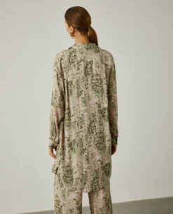 Camisa longa oversize com padrão abstrato|LION OF PORCHES Cheap