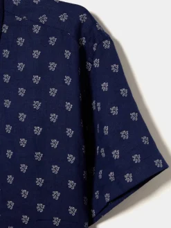 Camisa manga curta em linho e algodão com leões|LION OF PORCHES Shop