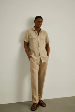 Camisa manga curta slim fit em linho|LION OF PORCHES Store