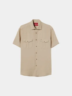 Camisa manga curta slim fit em linho|LION OF PORCHES Store