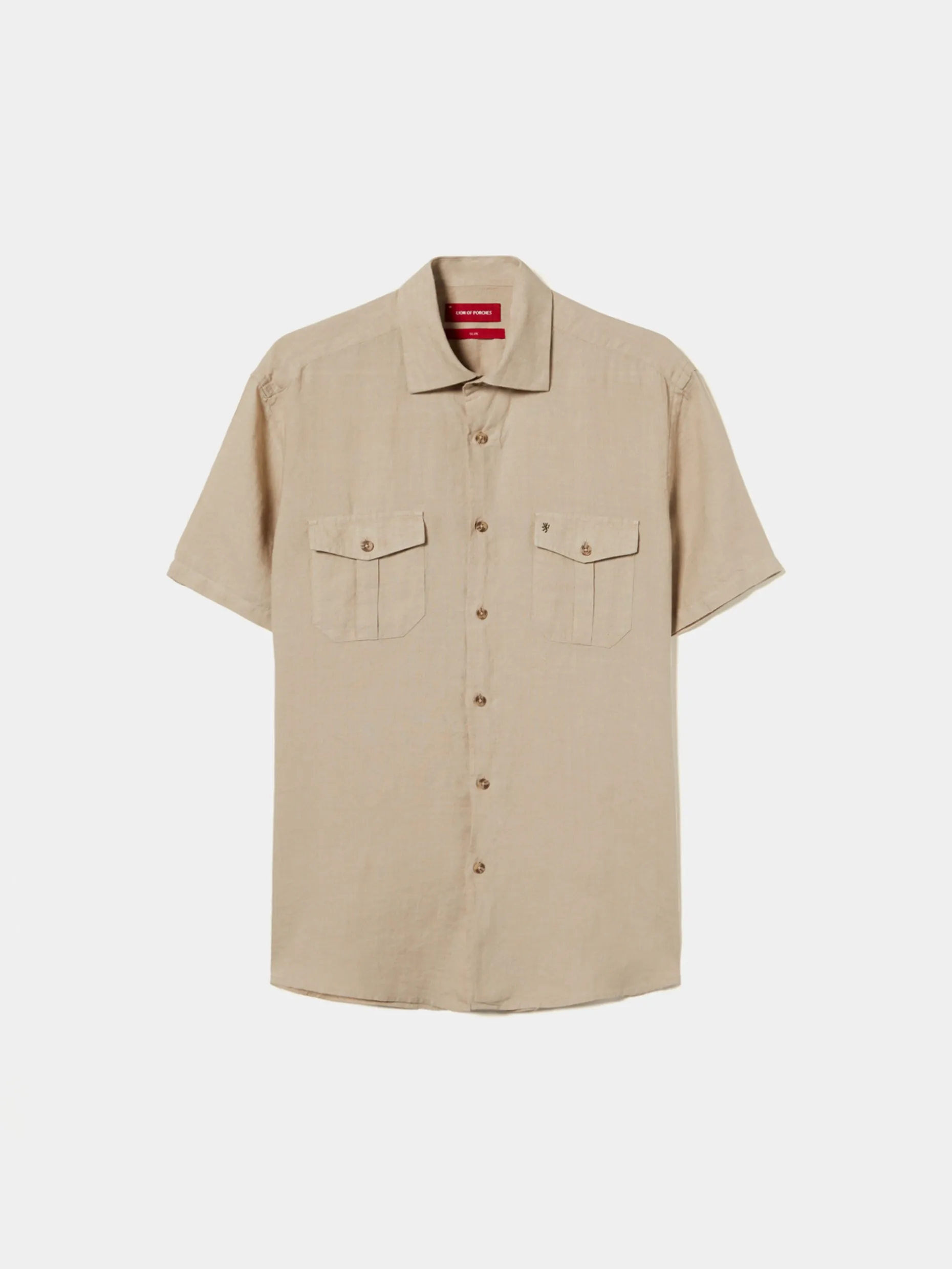 Camisa manga curta slim fit em linho|LION OF PORCHES Store