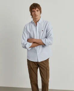 Camisa oxford regular fit com padrão de riscas|LION OF PORCHES Cheap