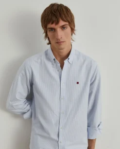 Camisa oxford regular fit com padrão de riscas|LION OF PORCHES Cheap