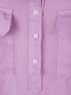 Camisa para mulher comprida em linho com colarinho mandarim|LION OF PORCHES Flash Sale