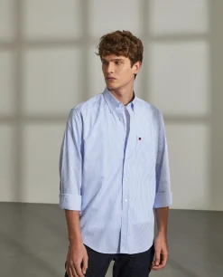 Camisa regular fit com padrão de riscas|LION OF PORCHES Clearance