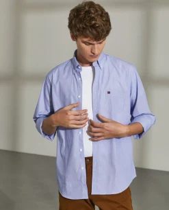 Camisa regular fit com padrão de riscas|LION OF PORCHES Store