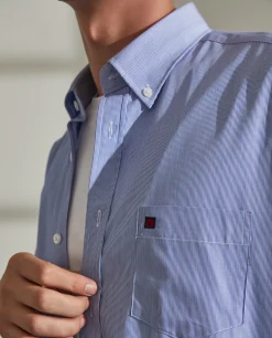 Camisa regular fit com padrão de riscas|LION OF PORCHES Store
