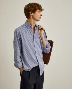Camisa regular fit com padrão de quadrados|LION OF PORCHES Outlet