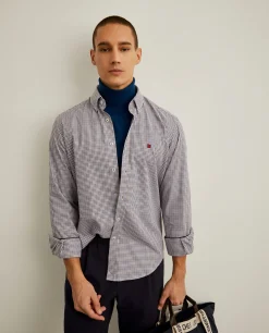 Camisa regular fit com padrão de quadrados|LION OF PORCHES Online
