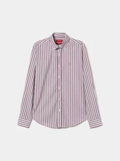 Camisa regular fit com padrão de riscas|LION OF PORCHES Best Sale