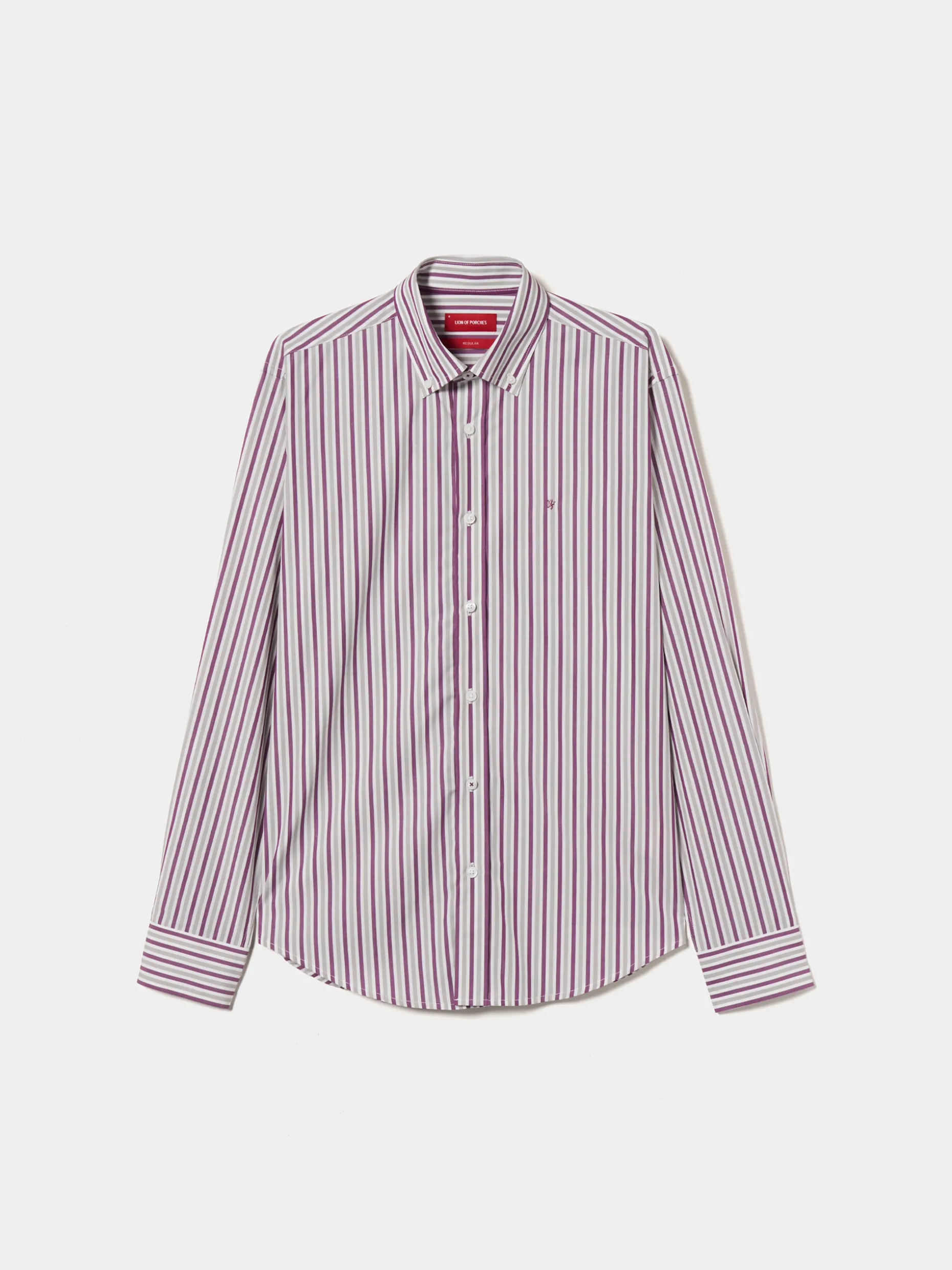 Camisa regular fit com padrão de riscas|LION OF PORCHES Best Sale