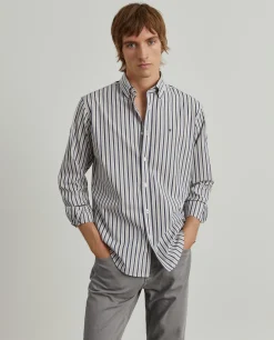 Camisa regular fit com padrão de riscas|LION OF PORCHES Online