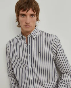 Camisa regular fit com padrão de riscas|LION OF PORCHES Online