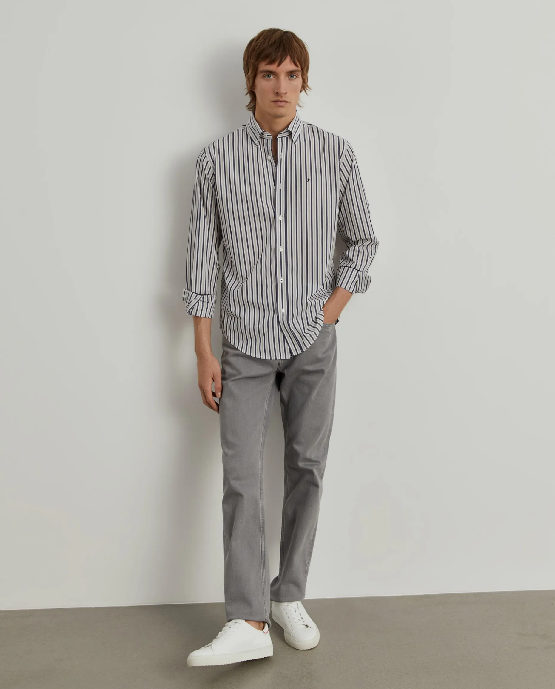 Camisa regular fit com padrão de riscas|LION OF PORCHES Online