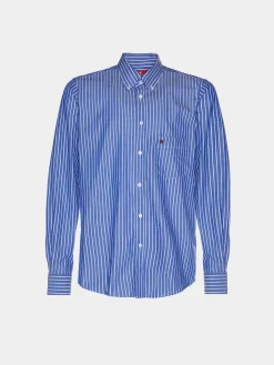 Camisa regular fit de algodão com padrão de riscas|LION OF PORCHES New