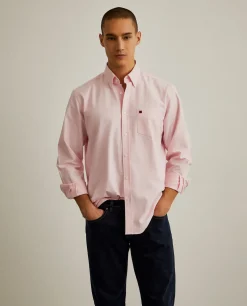 Camisa regular fit de algodão em cor lisa|LION OF PORCHES Store