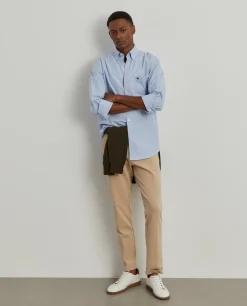 Camisa regular fit de algodão em cor lisa|LION OF PORCHES Online