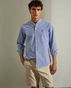 Camisa slim fit com gola mao|LION OF PORCHES Outlet