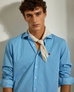 Camisa slim fit com padrão de quadrados|LION OF PORCHES Discount