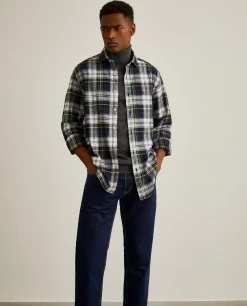 Camisa slim fit com padrão de xadrez|LION OF PORCHES Flash Sale