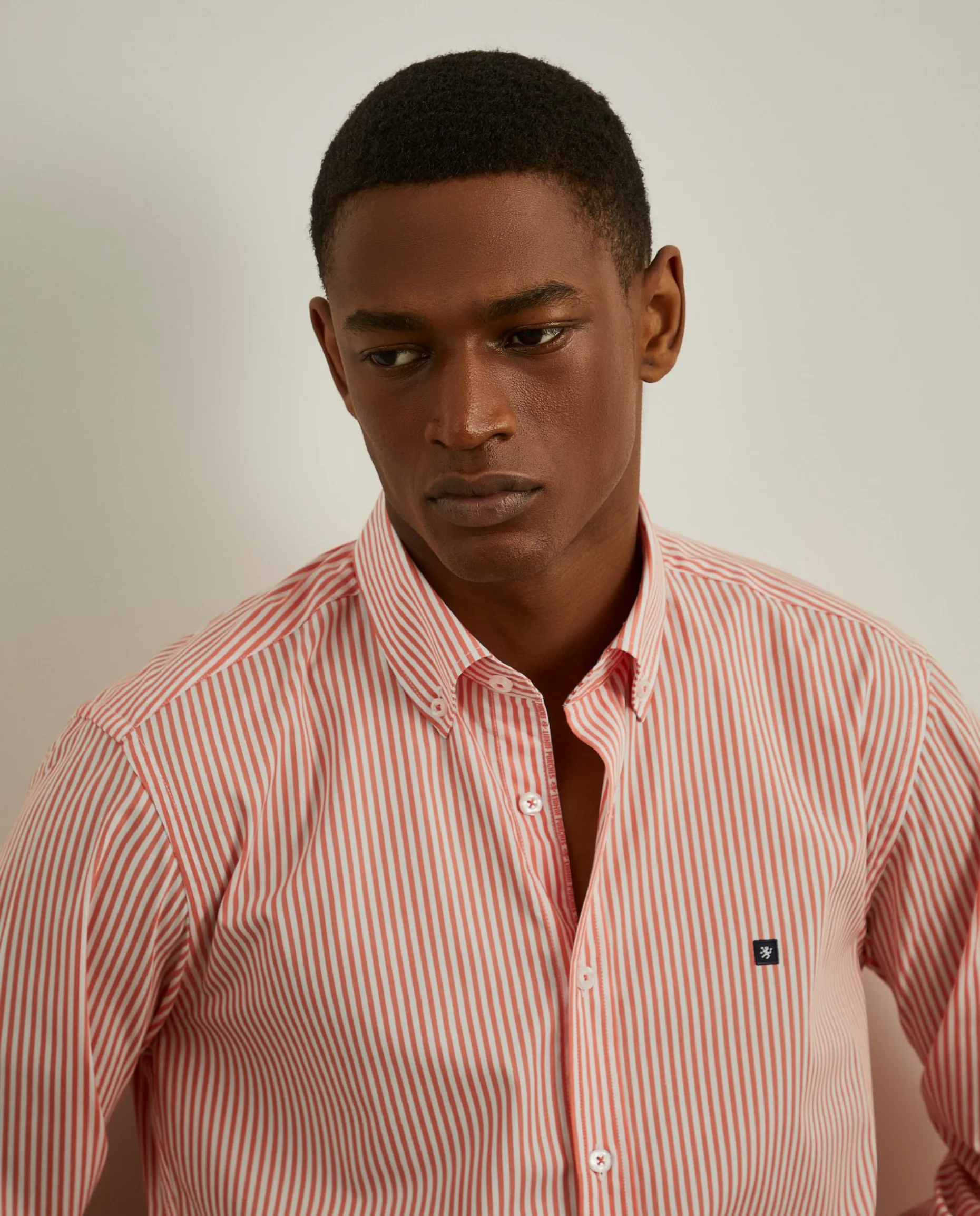 Camisa slim fit com padrão de riscas|LION OF PORCHES Flash Sale