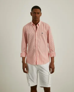 Camisa slim fit com padrão de riscas|LION OF PORCHES Flash Sale